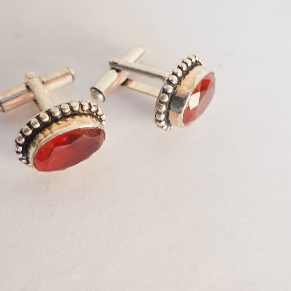 Garnet Sterling Silver 925 Cufflinks